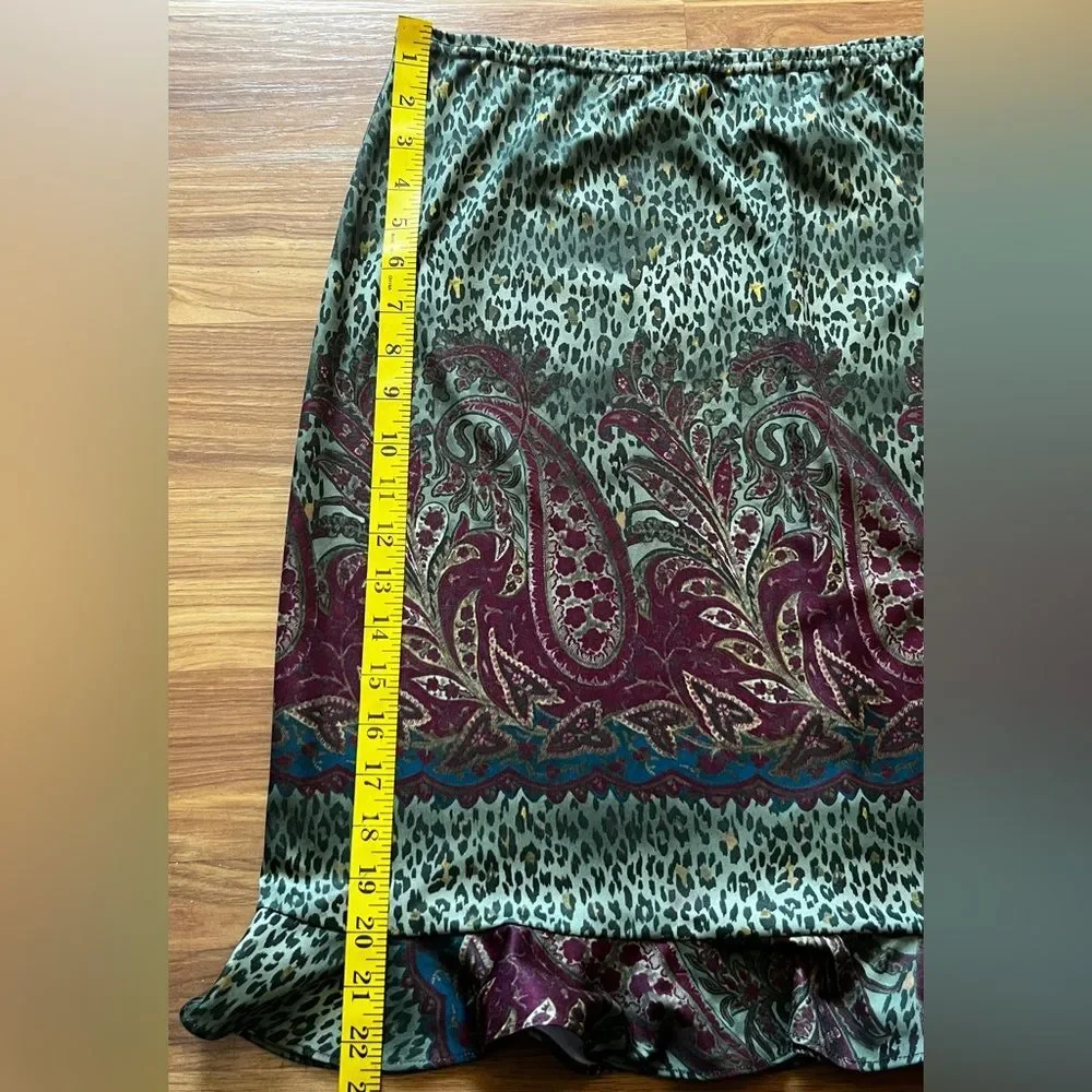 VTG No Boundaries Skirt Ruffle Hem Paisley Leopard Y2K WhimsiGoth Grunge Size XL